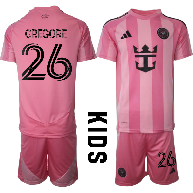 Youth 2025-2026 Club Inter Milan CF home Pink #26 Soccer Jersey